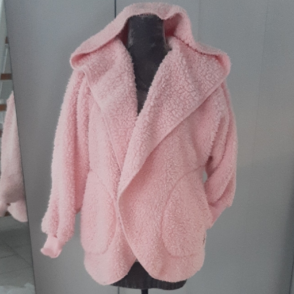 NORDIC BEACH💗BABY PINK Hooded SHERPA Cozy Teddy Jacket ONE SIZE - Picture 2 of 7